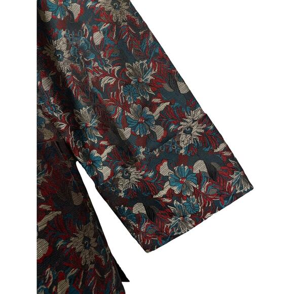 Vintage Lan Vie Asian Brocade Button up long sleeve V-neck blazer Coat - Picture 2 of 7